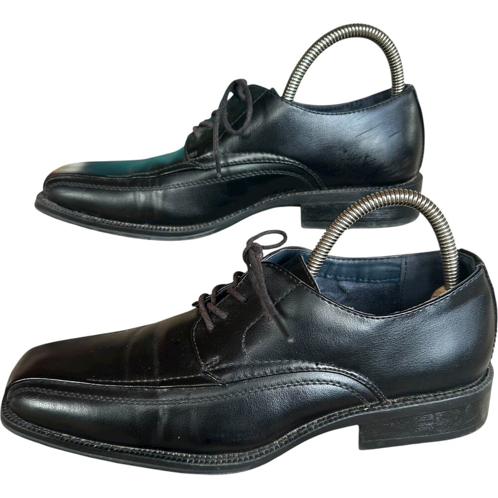 JF J Ferrar Black Leather Oxford Derby Dress Shoes Men SZ 8  Square Toe Made USA